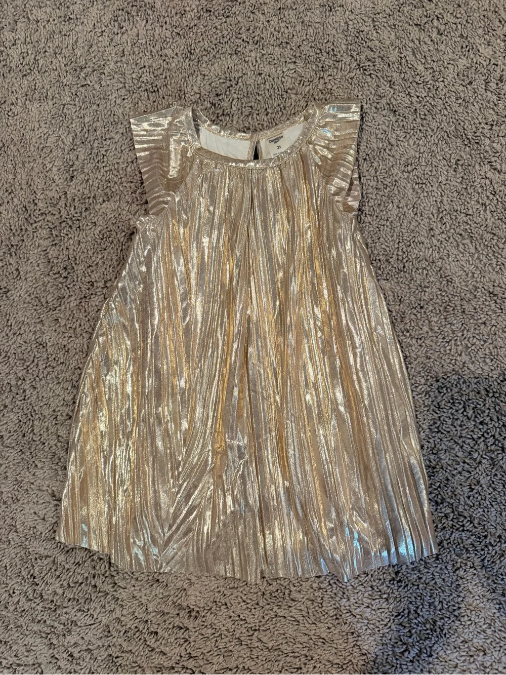 OshKosh B'gosh Metallic Gold Pleated Flutter-Sleeve Dress